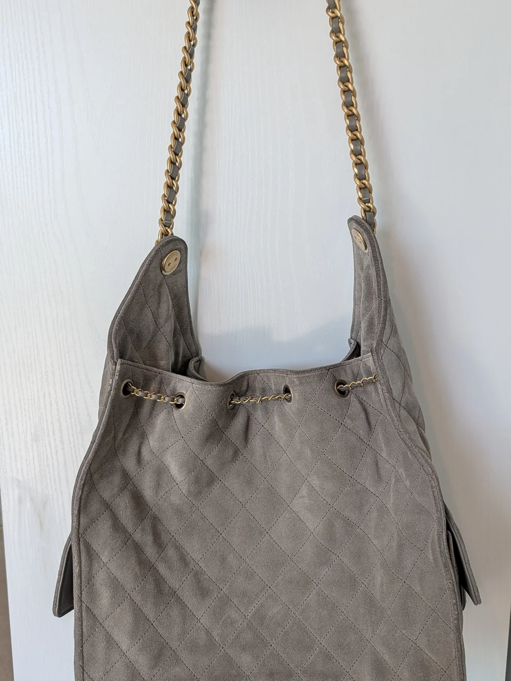 Chanel 25 Medium Grey Suede